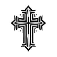 Bold Black Geometric Cross on White Background Minimalist, Sacred , Featuring Sharp Angles and Striking Contrast. vector