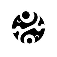 Intricate Black and White Circular with Curvilinear Shapes and Solid Circles, Isolated on White Background. vector