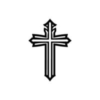 Intricate Gothic Cross , Minimalist Black Silhouette on White Background, Christian Symbolism vector