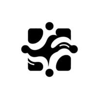 Abstract Black and White with Fluid Shapes, Square Frame, and Spherical Accents. Modern, Geometric. vector