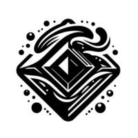 Geometric Black and White Artwork A diamondshaped, layered, and swirling with dot accents, resembling a tribal emblem or artistic . vector