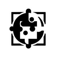 Abstract Black and White Jigsaw Puzzle Composition in a Square Frame, Depicting Balance and Unity. vector