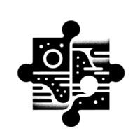 Abstract Black and White Puzzle Piece with a Circle Frame, Gradients and Dot Effect. vector