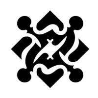Symmetrical Black and White Abstract Geometric Featuring Repeating Elements within a Square Composition vector