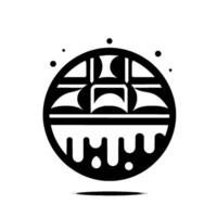 Bold Black and White Geometric Emblem with Abstract Forms, Patterned Interior, and Drip Effect Base vector