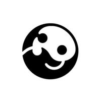 Simplified Yin and Yang Symbol with Abstract Shape and Shadow, Minimalist on White. vector