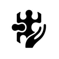 Black and White Symbolic Illustration A Hand Holding a Puzzle Piece, Representing Care and ProblemSolving vector