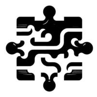 Abstract Black White Puzzle A representation of connectivity and wholeness. Geometric, minimalist, and elegant . vector