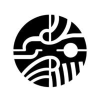 Intricate Black and White Circular Geometric Composition with Curved Lines, Arcs, and Abstract Shapes. vector