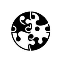 Abstract Black and White Circular Featuring Interlocking PuzzlePieceLike Shapes and Ornamental Elements, Evoking Unity and Complexity. vector
