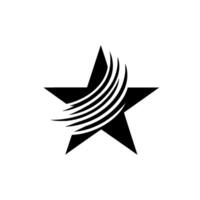 Bold Black Star with Curved White Lines on White Background, Minimalist and , Conceptual. vector