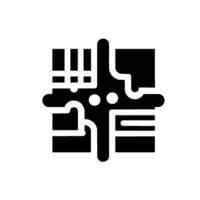 Abstract Black and White Geometric with Rectangular Structure, White Circle, and Linear Extensions on a White Background. vector