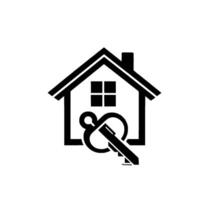 Minimalist Real Estate A of a House with a Key, Symbolic of Home Ownership and Property. vector
