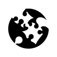 Black and White Puzzle Pieces Forming a Circle Against a Gray Background, Symbolic of Unity and Interdependence. vector