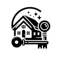 illustration of a house and key, symbolizing homeownership, security, and new beginnings, with sparkling elements. vector
