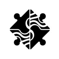 Abstract Black and White Puzzle Composed of Four Interlocking DiamondShaped Pieces with SShaped White . vector