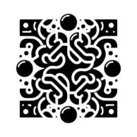 Symmetrical Black and White Abstract Intricate Geometric Pattern with Flowing Lines and Circular Elements. vector