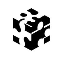Abstract D Cube Puzzle Black and White Geometric , Interlocking Shapes, Modern Minimalist Style on Light Background. vector