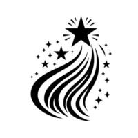 Silhouette art of celestial stars shooting through space with streaks, a composition, black on white background. vector