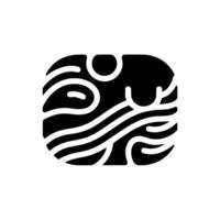 Abstract Black White Illustration, a Rounded Square with Organic Shapes and Wavelike Lines, Minimalist . vector