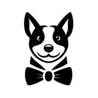 Smiling Black and White Dog in a Bowtie, Minimalist , with a Friendly, Cheerful Expression. vector