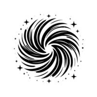 Abstract Black Hole with Swirling Lines, Stars, and a Bright Center on White Background vector