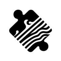 Abstract Black and White Jigsaw Puzzle Piece with Geometric and Wavy Pattern on White Background. vector
