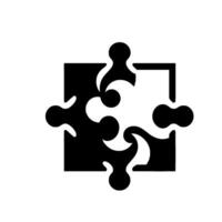 A striking black and white puzzle , featuring four pieces interlocked within a square frame, symbolizing unity and problemsolving. vector
