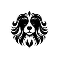 Illustration of a Black and White Border Collie Dog Head, Centered on a White Background, with Artistic Fur Swirls vector