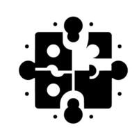 Abstract Black and White Puzzle with Geometric Shapes and Floating Dots on White Background. vector