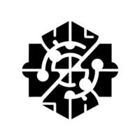Geometric Black and White Abstract Complex Interplay of Shapes, Lines, and Circles in a Symmetrical Composition. vector