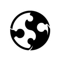 Symbolic Abstract Black and White Circle with Intertwined SShaped Elements, Minimalist on Plain Background. vector