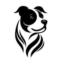Minimalist Black and White Illustration of a Friendly Dogs Head, Sporting a Smiling Expression, on a Solid White Background. vector
