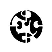 A minimalist, abstract, circular black and white with organic shapes forming a symmetrical pattern, resembling a stylized emblem or . vector