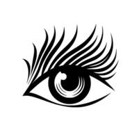 Elegant Black and White Eye Illustration with Dramatic Eyelashes and Intricate Detailing on White Background vector