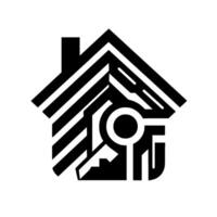 Abstract, house symbol in black and white, representing smart home technology, and automation. vector