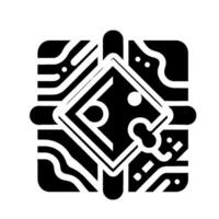 Abstract geometric square composition featuring a diamondshaped central motif with dotted and wavelike patterns, all rendered in bold black and white. vector