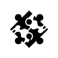 Abstract Minimalist Composition Featuring Four Interlocking Puzzle Pieces in Contrasting Black and White vector