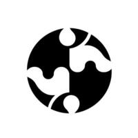 Abstract Black and White Circle Composition Featuring Symmetrical PuzzlePiece Shapes. Minimalist . vector