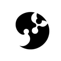 Stylized black and white depicting an abstract circular with contrasting shapes and textures against a white background. vector