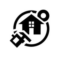 Black and White Abstract Real Estate House Inside Circle with Unique Geometric Elements and a Modern . vector
