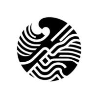 Abstract Black and White Circle with Organic Lines and Geometric Elements in a Minimalist , resembling nature or a stylized landscape. vector