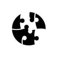 Abstract Minimalist of Interlocking Jigsaw Puzzle Pieces Forming a Partial Sphere, Monochromatic on White. vector
