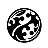 Intricate Black and White Circular Featuring Floral and Abstract Curvilinear Shapes, Isolated on White, Symbolic of Balance vector