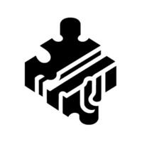Isometric Black and White Puzzle Piece with a Unique DripLike Extension, Set Against a Clean White Background vector