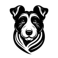 Striking Black and White Border Collie Head Portrait A Digital Illustration Emphasizing Contrast and Clean Lines Against a White Background. vector