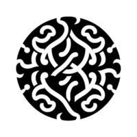 Intricate Black and White Circular Pattern with Intertwined Curved Lines, Decorative on White Backdrop. vector