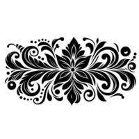 Symmetrical Floral Scroll in Black and White, Ornamental, Elegant and Decorative for Backgrounds and Patterns. vector