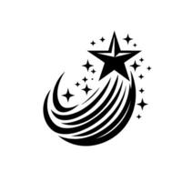 Black and White Starburst A celestial featuring a stylized shooting star with multiple accompanying stars against a pristine white background. vector