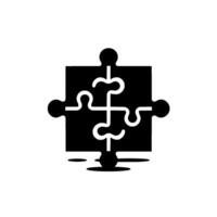 Abstract black and white illustration of a partially assembled puzzle, symbolizing connection, strategy, and problemsolving on a gradient background. vector